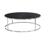 Topanga Cocktail Table with Black Top and Polished Stainless Steel