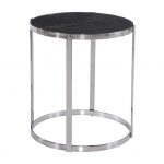 Topanga End Table with Black Top and Polished Stainless Steel