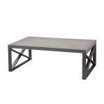 Pamona Cocktail Table with Faux Concrete and Gunmetal
