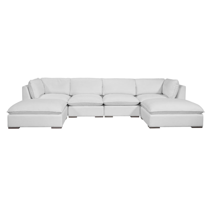 Burbank Sectional Double Chaise Version in Chloe Ice (Performance Fabric) 6pc As Shown