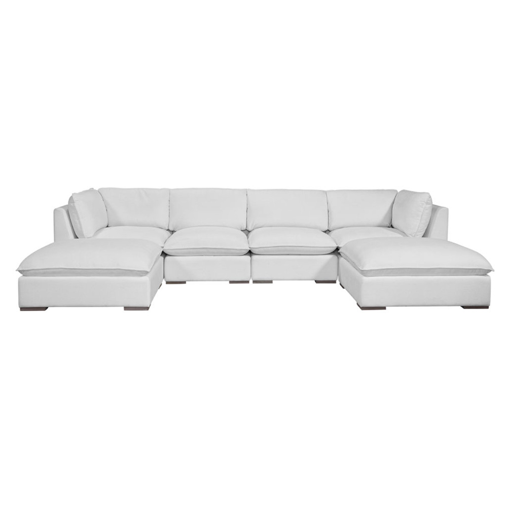 Burbank Sectional (DOUBLE Chaise) in Chloe Ice (Performance Fabric) Sectional consists of 2 Corner Chairs, 2 Armless Chairs, 2 Ottomans